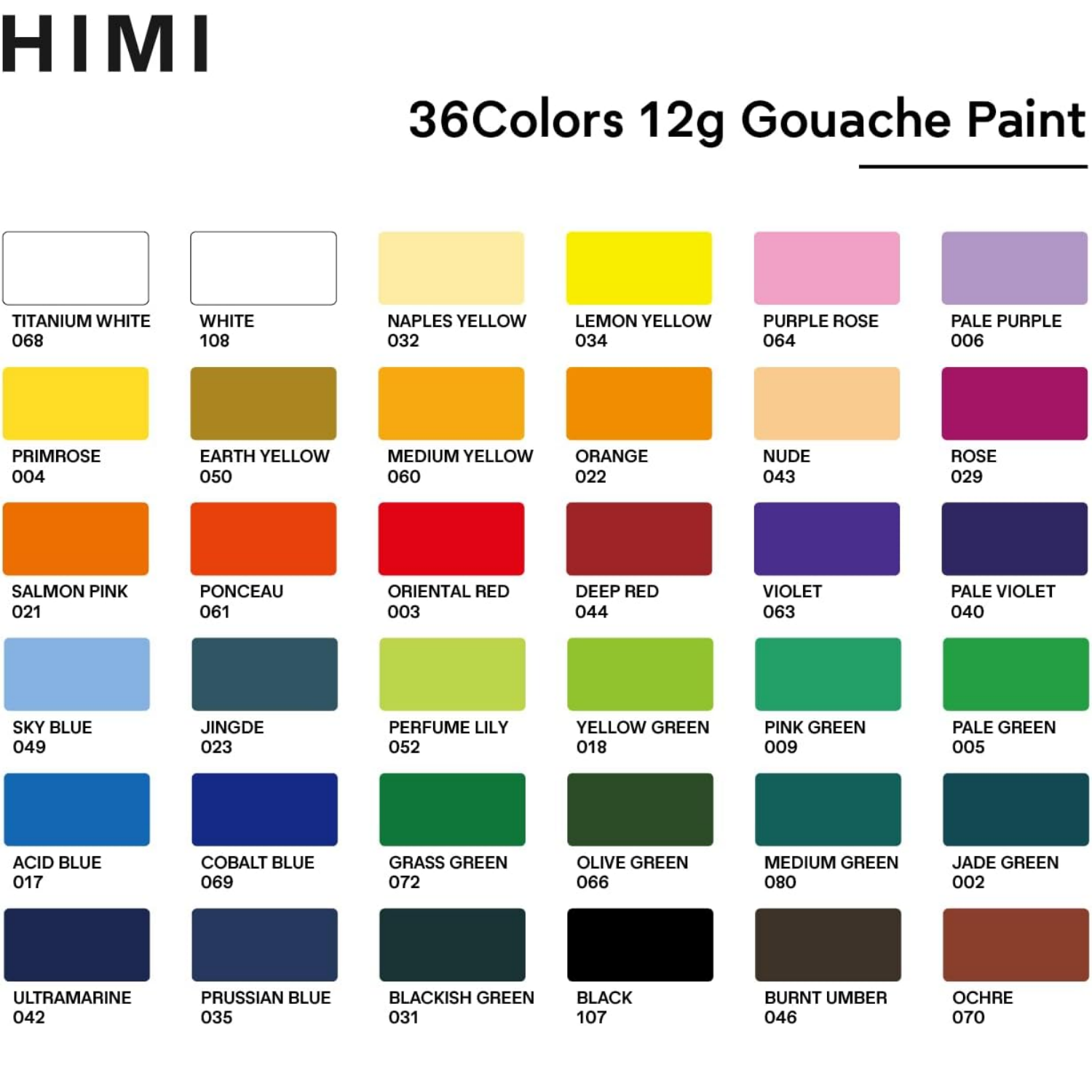 Picture of HIMI Gouache Paint Set，Art Supplies for Professionals，36 Colors 12g，Paint for Canvas and Paper