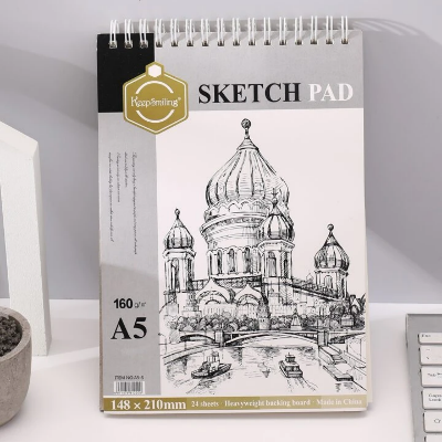 Picture of Keep Smiling Bloc Papier Dessin et Sketching Spiral - Sketch Pad A5 160 g/m² - 24 Feuilles