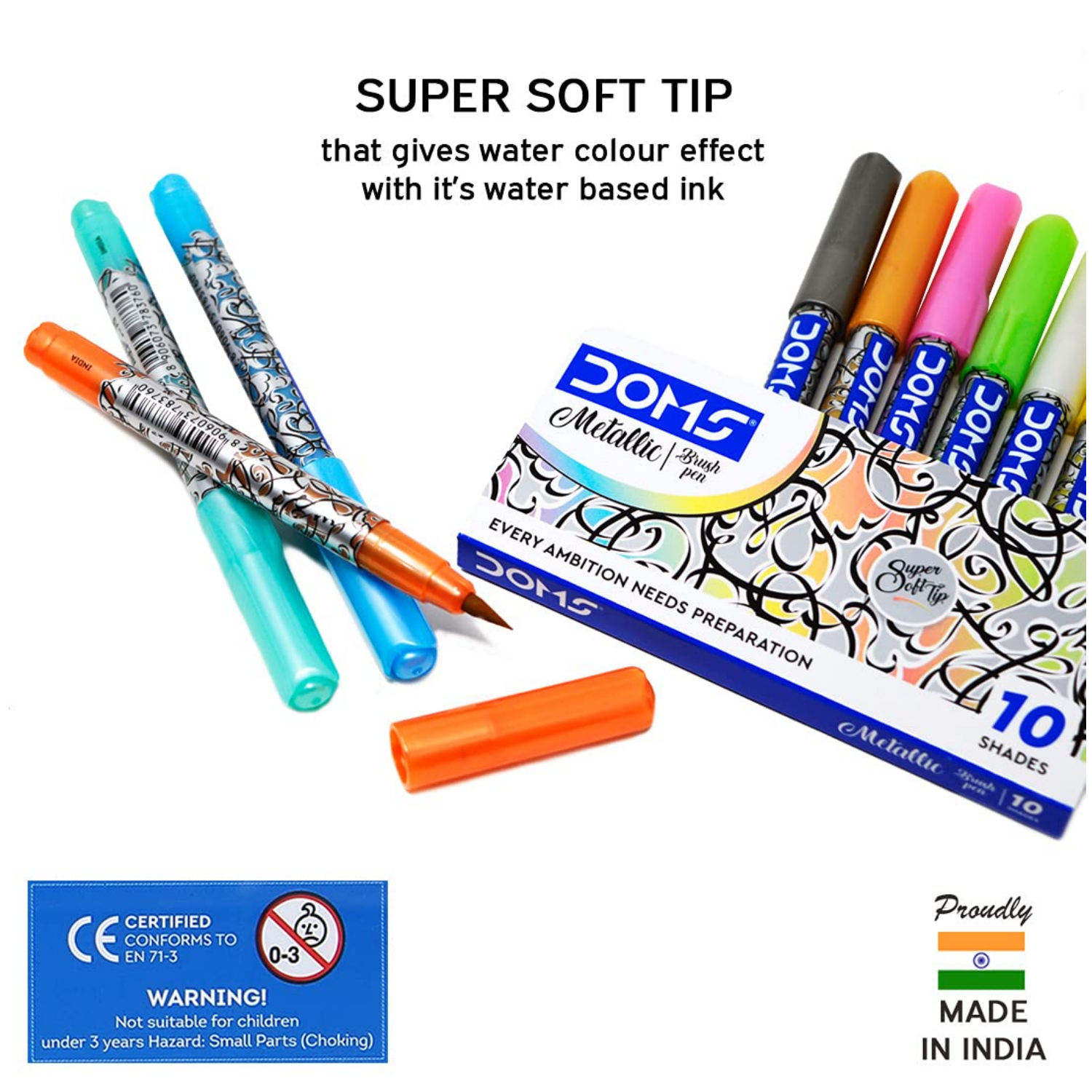 Picture of Doms Metallist Series Metallic Brush Pen (10 Assorted Shades)