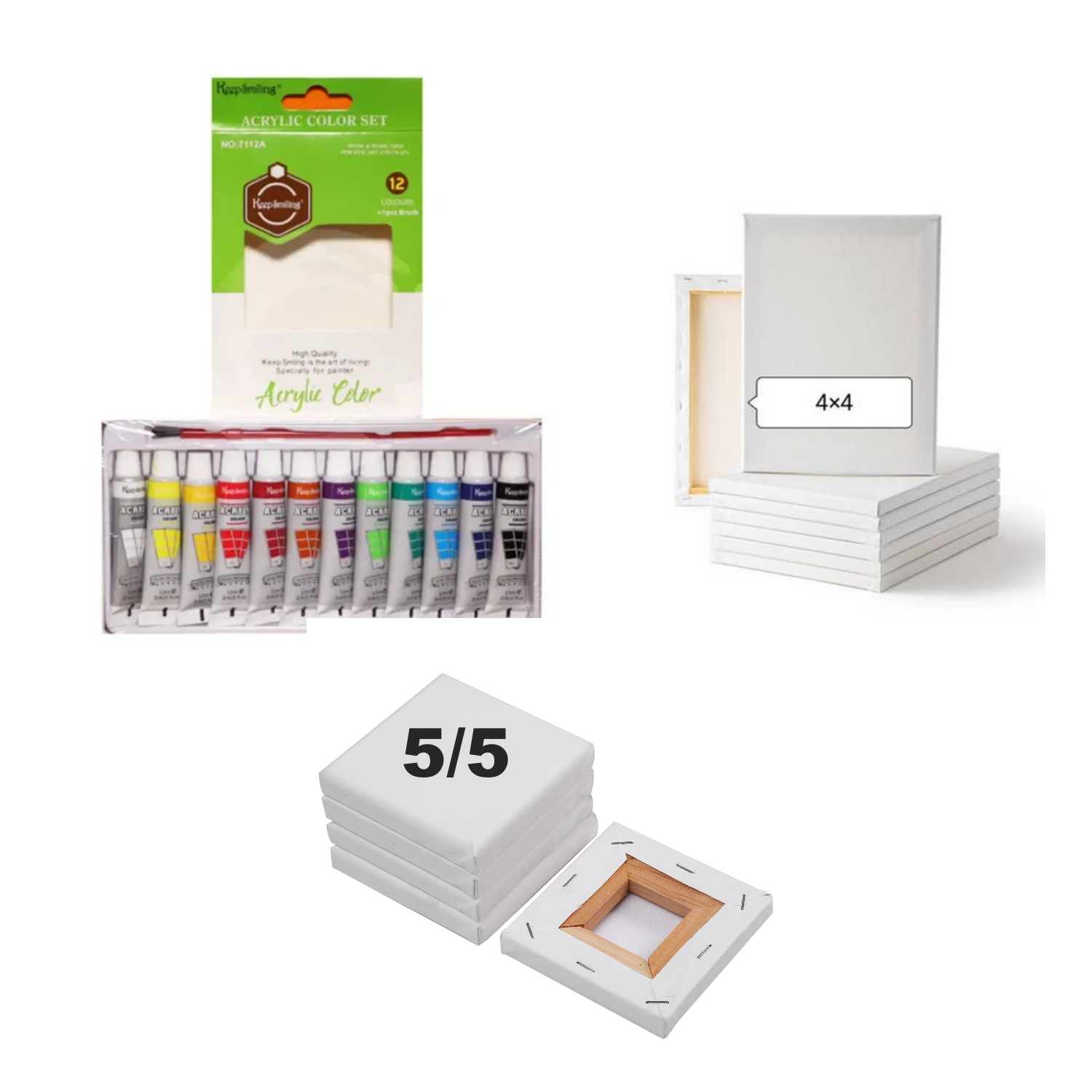 Picture of Combo package,keep smiling acrylic 6ml 12colors and (4/4),(5/5) canvas for painting