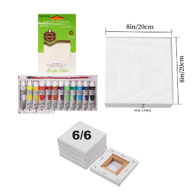 Picture of Combo package,keep smiling acrylic 6ml 12colors and (6/6),(8/8) canvas for painting