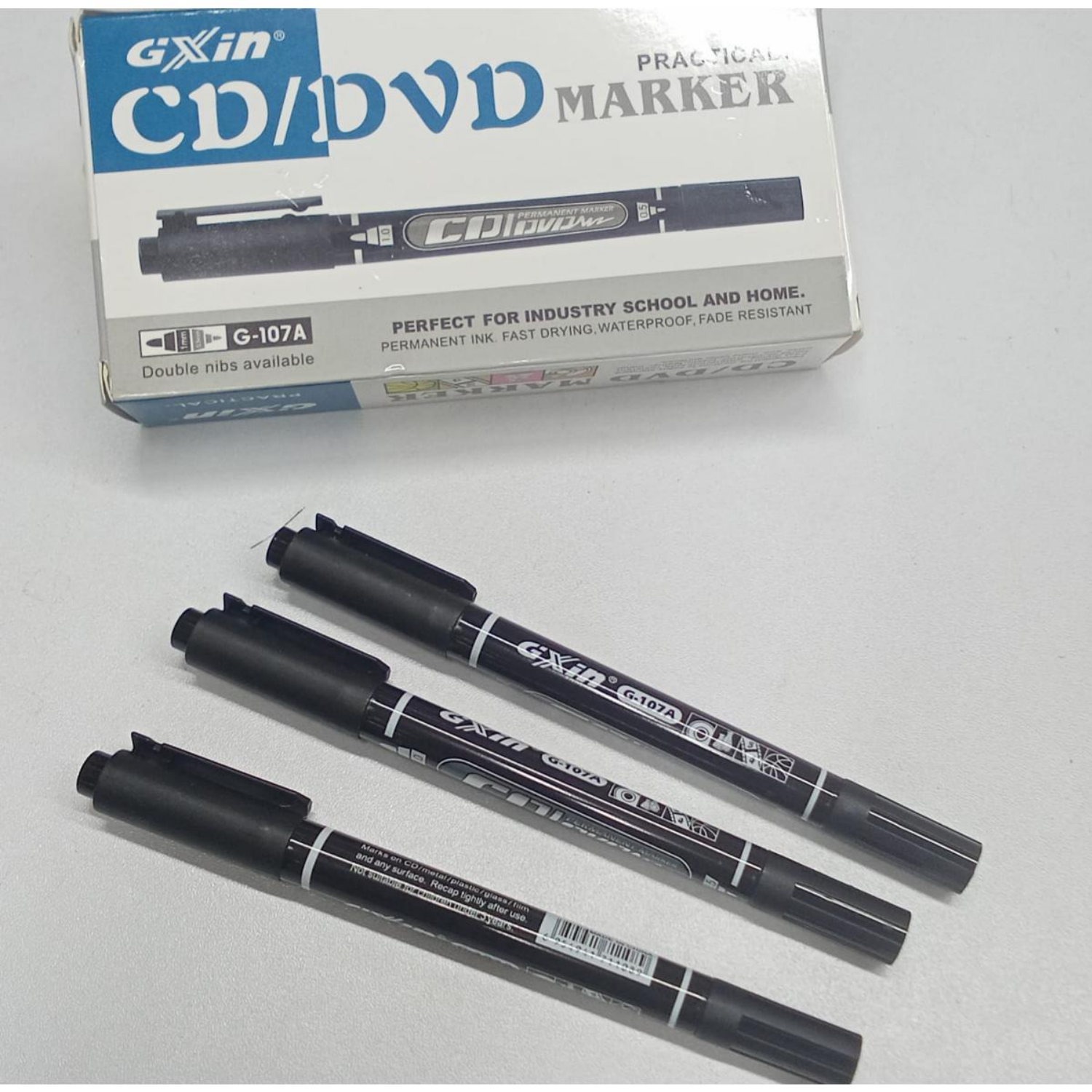 Picture of Permanent Marker GXIN G-107A Double Head CD/DVD Red Color Ink Pen Marker Water Proof Unfadeable Marker,1pc and 4pcs set