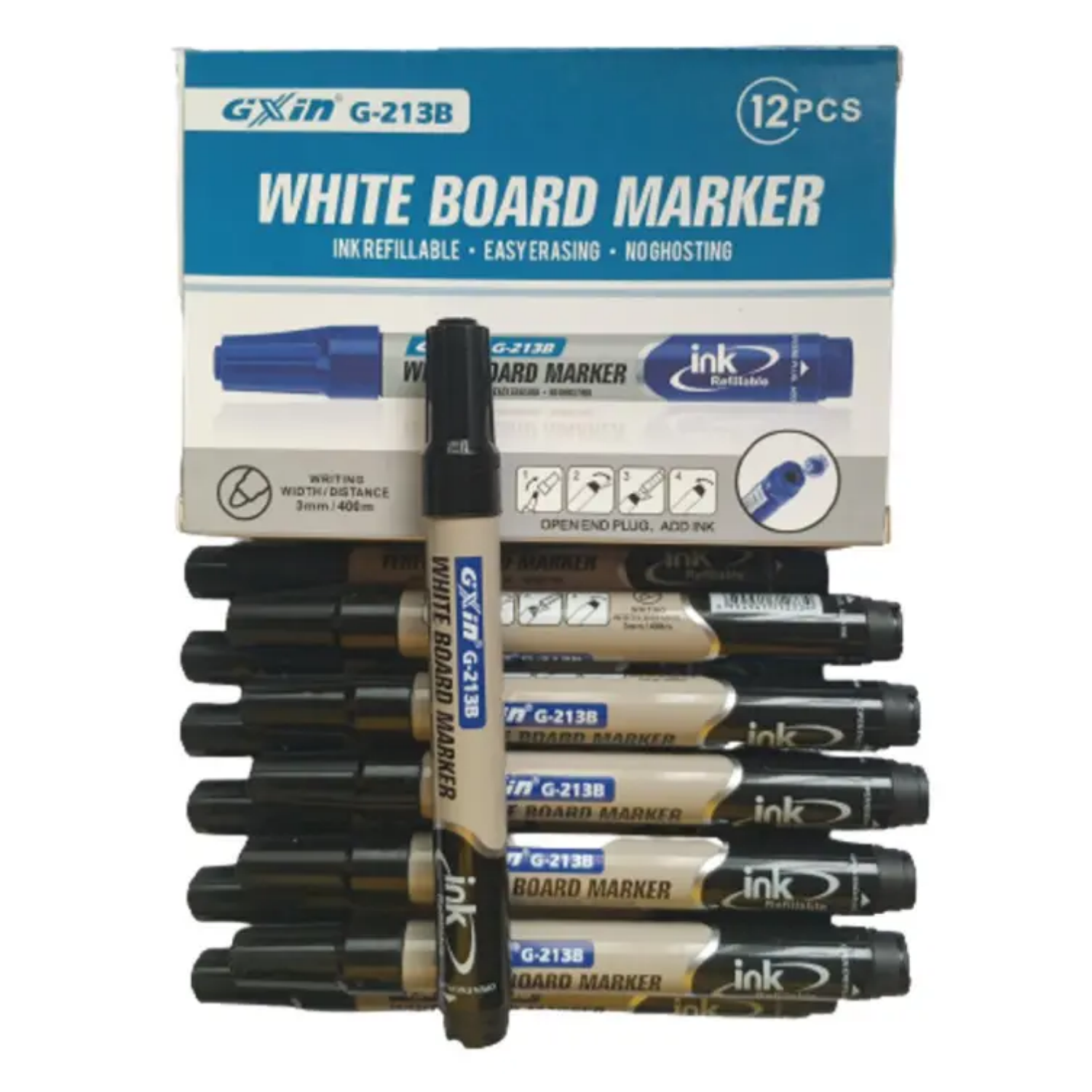 Picture of GXin Black Refillable Whiteboard Marker - 1Pc,3pcs - G-213B