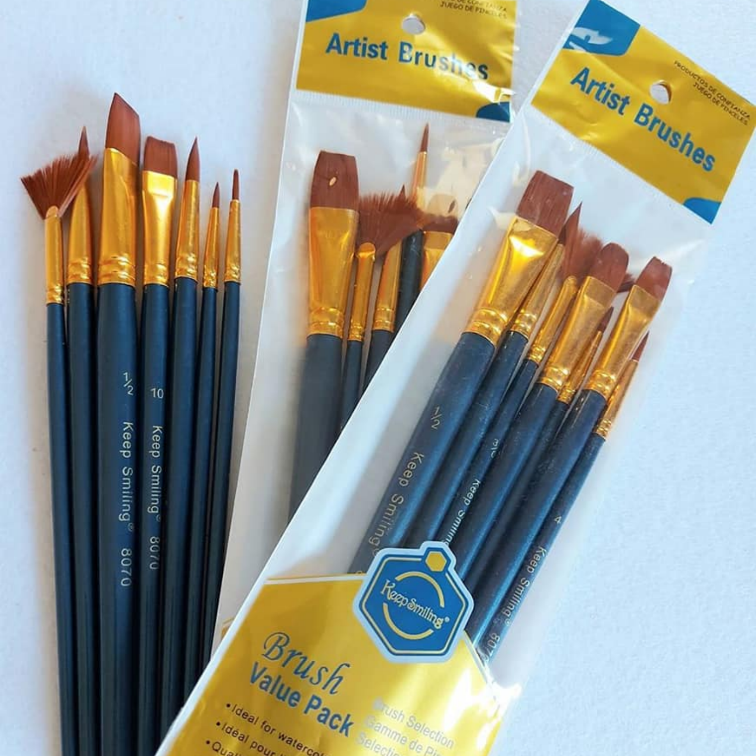 Picture of Combo Package,keep smiling acrylic 6ml 12colors,(6/6),(8/8) 2pcs canvas and 7pcs Brush set for painting