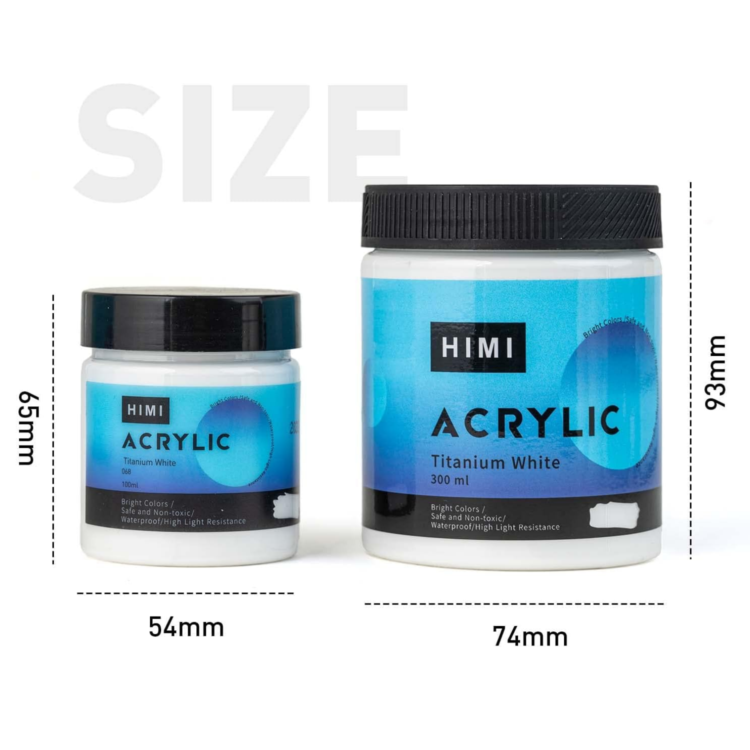 Picture of HIMI Acrylic Paint，White Color(300 ml Bottles), Non Fading, Non Toxic, Single Color Paint for Artists & Hobby Painters