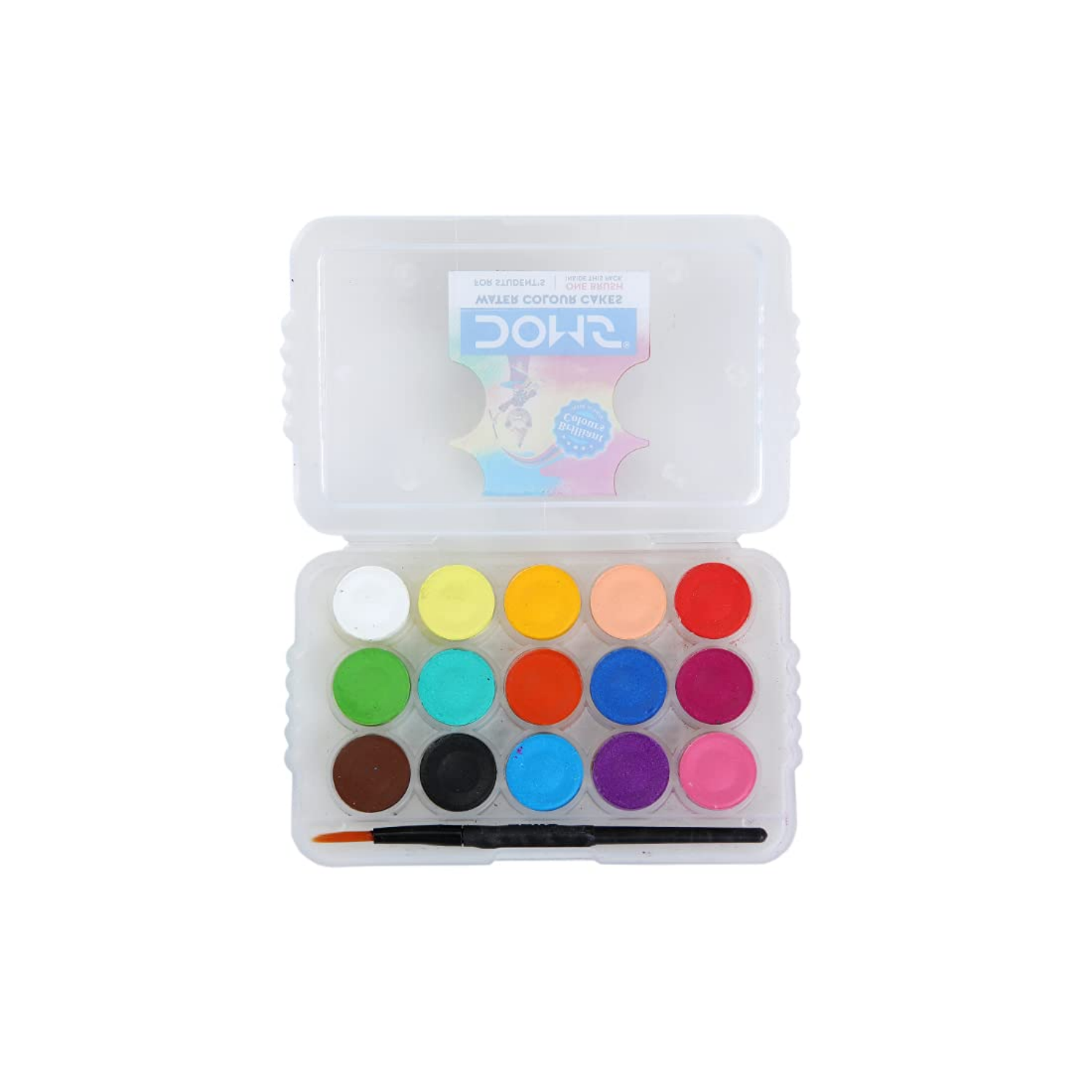 Picture of Doms Non-Toxic 15mm Water Colour Cake Set with Paint Brush and Plastic Case