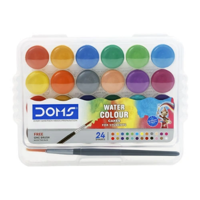 Picture of Doms Non-Toxic 15mm Water Colour Cake Set with Paint Brush and Plastic Case