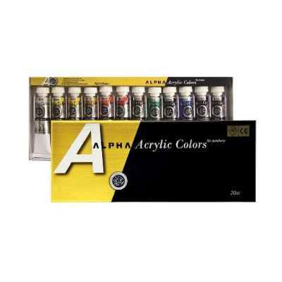Picture of Alpha Silver Label Acrylic Paint Set (20ml, 12 Colours)for Artist and Academy