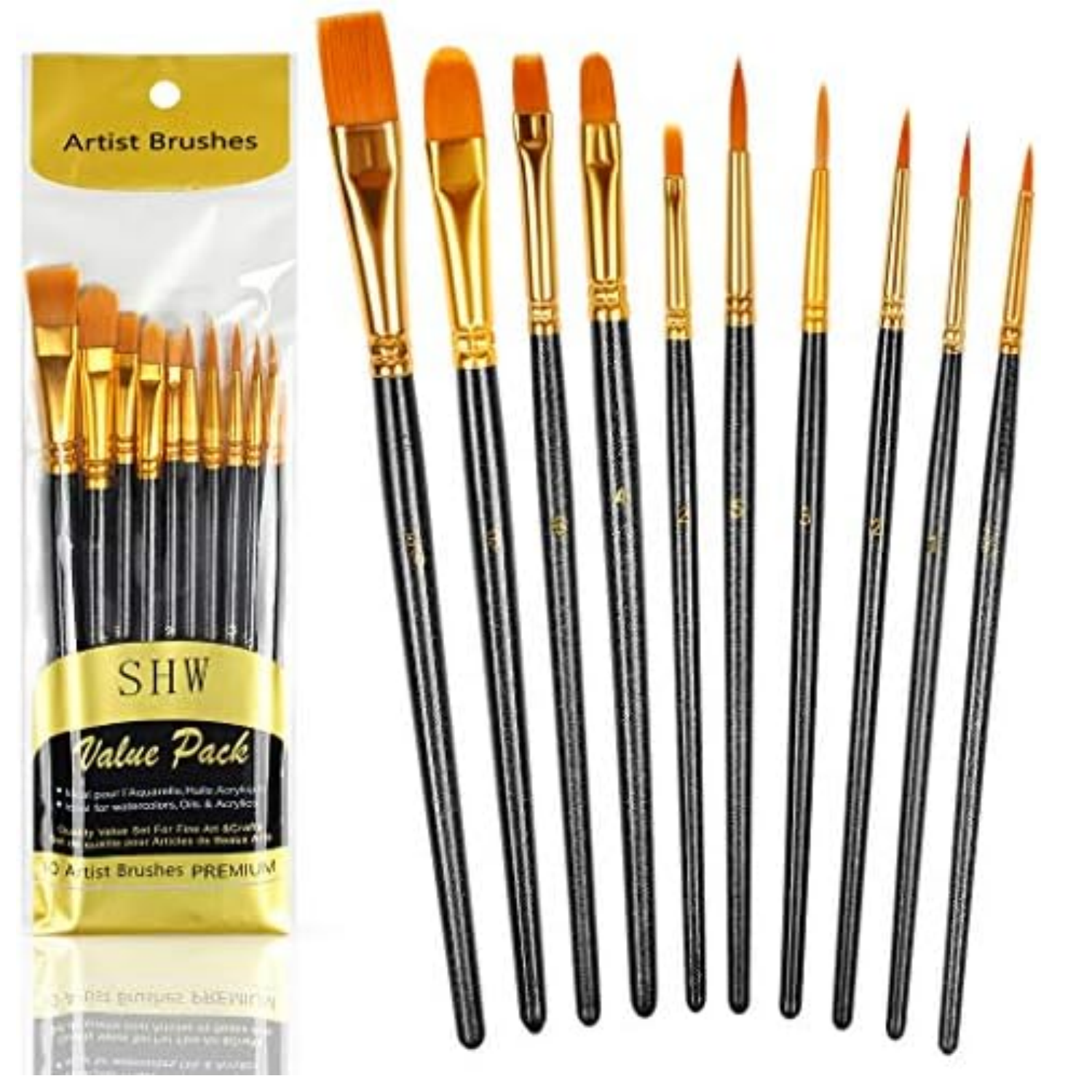 Picture of Paint Brushes Set, 10 Pcs Paint Brushes For Acrylic Painting, Paint Brushes for Drawing