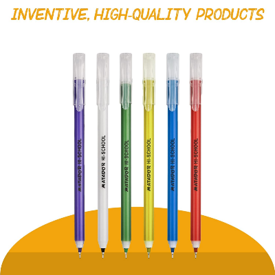 Picture of Matador HI-SCHOOL Ballpen, Fine-Point (0.6 mm), Black Ink, 6 different Colorful Bodies, Round Barrel Design, Smooth & Instant Writing (12pcs )