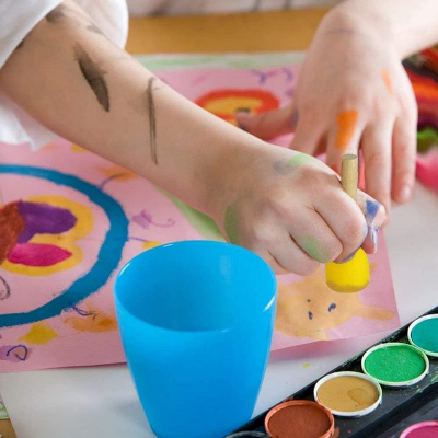 Picture of Set of 5 Pcs Round Stencil Sponge Dabber with Wooden Handle Foam Brush Furniture Art Crafts Painting Tool Supplies Painting Stippler Set DIY