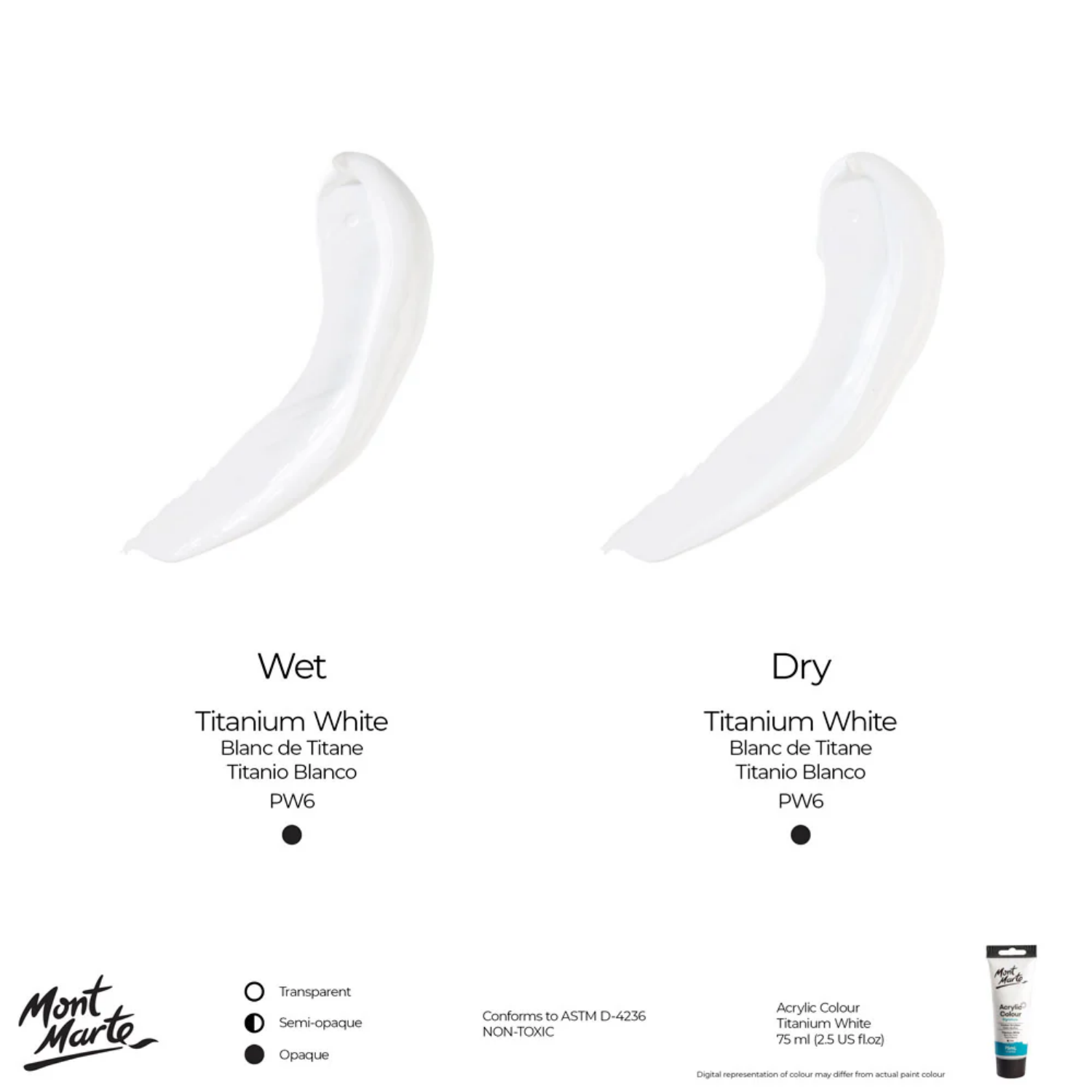 Picture of Mont Marte ACRYLIC COLOR PAINT 75ML- TITANIUM WHITE