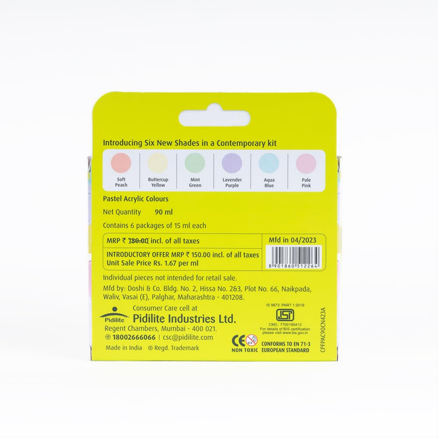 Picture of Fevicryl Multi Surface Pastel Acrylic Colours Kit 6 Shades X 15Ml | Ideal For Wood, Glass, Canvas, Metal, Plastic, Mould It | For Hobbyists, Artists, Diy Art And Craft