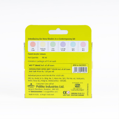 Picture of Fevicryl Multi Surface Pastel Acrylic Colours Kit 6 Shades X 15Ml | Ideal For Wood, Glass, Canvas, Metal, Plastic, Mould It | For Hobbyists, Artists, Diy Art And Craft