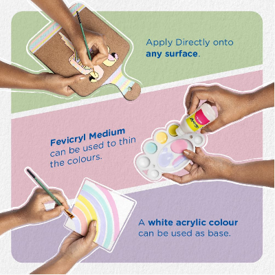 Picture of Fevicryl Multi Surface Pastel Acrylic Colours Kit 6 Shades X 15Ml | Ideal For Wood, Glass, Canvas, Metal, Plastic, Mould It | For Hobbyists, Artists, Diy Art And Craft