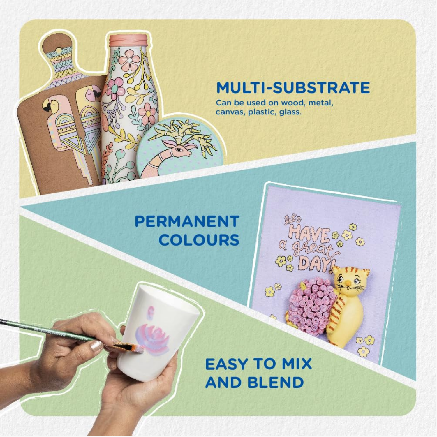 Picture of Fevicryl Multi Surface Pastel Acrylic Colours Kit 6 Shades X 15Ml | Ideal For Wood, Glass, Canvas, Metal, Plastic, Mould It | For Hobbyists, Artists, Diy Art And Craft