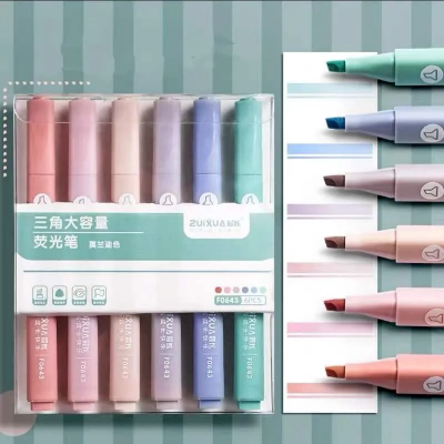Picture of 6 pcs/Pastel highlighters/Stationery/Pastel markers/Water-based markers/Inexpensive text highlighters f0643