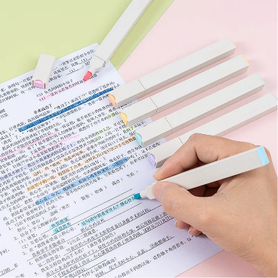 Picture of 6 pcs/Pastel highlighters/Stationery/Pastel markers/Water-based markers/Inexpensive text highlighters f0643