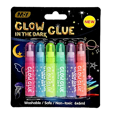 Picture of VINTAGER Multipurpose Glitter Water Glue/color Drawing Glitter Dries Fast, Glow in the Dark Glue | Easily Applied on Multiple Surfaces (Pack of 6)