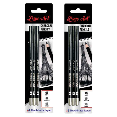 Picture of Artline Charcoal Pencils Pack of 3 (Hard, Medium and Soft)