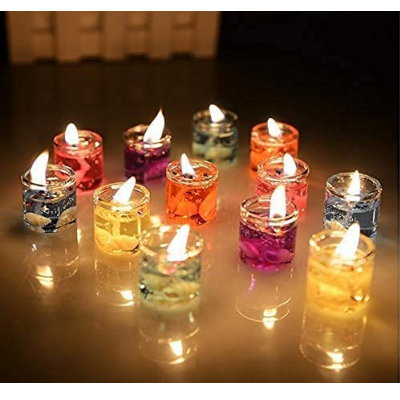 Picture of Small Multicolour Decorated Mini Cute Little Glass Jelly Gel Candles for Home Décor Diwali Decoration, Spa, Birthdays, Party, Festivals