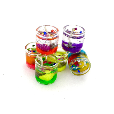 Picture of Small Multicolour Decorated Mini Cute Little Glass Jelly Gel Candles for Home Décor Diwali Decoration, Spa, Birthdays, Party, Festivals