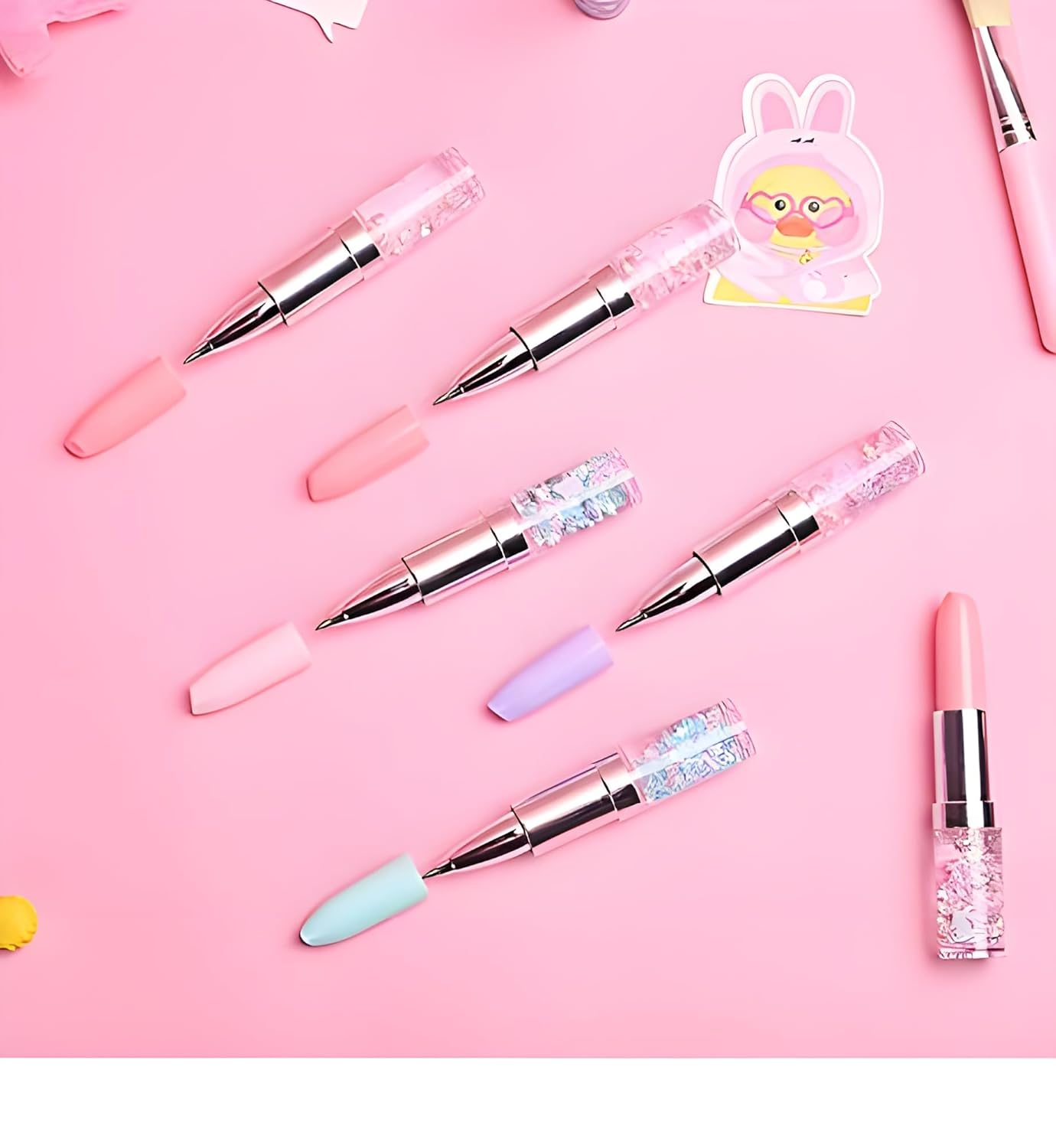 Picture of Radiance Attractive Glitter Lipstick Ball Pen Stylish Stationery Ball Pen for Girls, Best Return Gifts For Kids