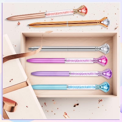 Picture of Diamond Pens with Crystal,Pens with Diamonds on Top, Diamond Pens Bulk including Black Ink Pen Refill, Diamond Top Pens for Office School Home
