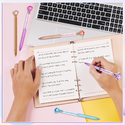Picture of Diamond Pens with Crystal,Pens with Diamonds on Top, Diamond Pens Bulk including Black Ink Pen Refill, Diamond Top Pens for Office School Home