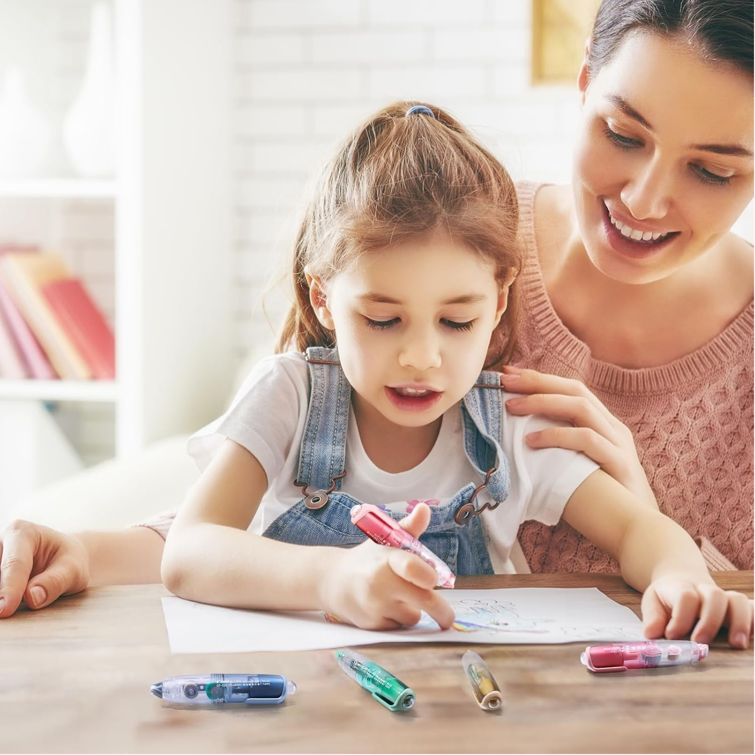 Picture of Glue Tape, Retractable Glue Tape Roller, Double Sided Tape Dispenser with Tape Refills, Transparent Tape Pen for Crafting, Cards, Photo, Journal and Scrapbooking(5mx6mm)