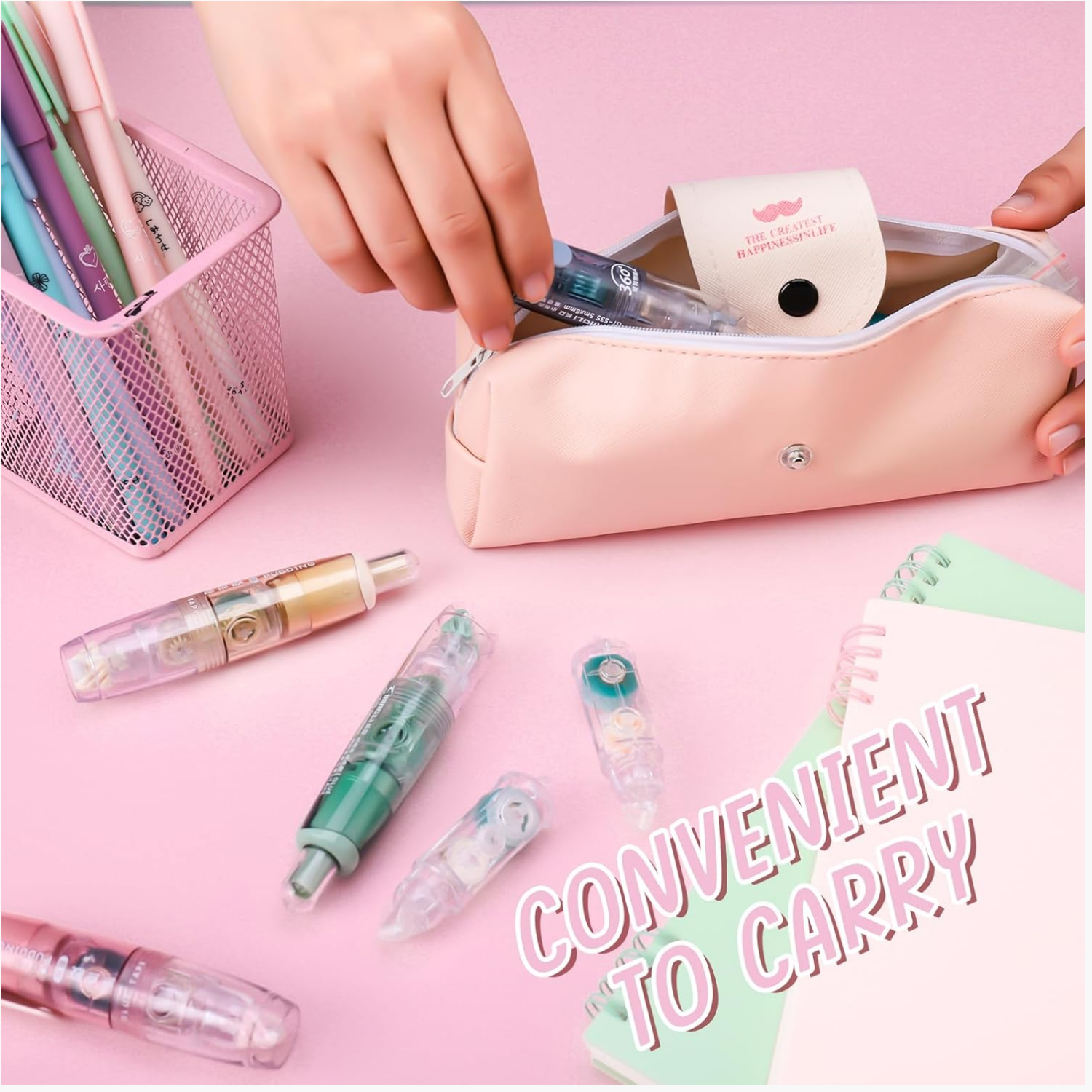 Picture of Glue Tape, Retractable Glue Tape Roller, Double Sided Tape Dispenser with Tape Refills, Transparent Tape Pen for Crafting, Cards, Photo, Journal and Scrapbooking(5mx6mm)