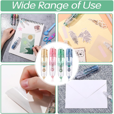 Picture of Glue Tape, Retractable Glue Tape Roller, Double Sided Tape Dispenser with Tape Refills, Transparent Tape Pen for Crafting, Cards, Photo, Journal and Scrapbooking(5mx6mm)
