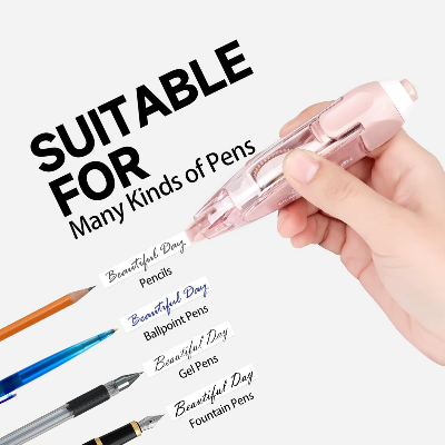 Picture of Quick Dry Refillable Retractable White Out Correction Tape, Mini Small Japanese Aesthetic Cute White Out Tape, Refill Pen Applicator, for Kawaii School Office Students Kids Supplies