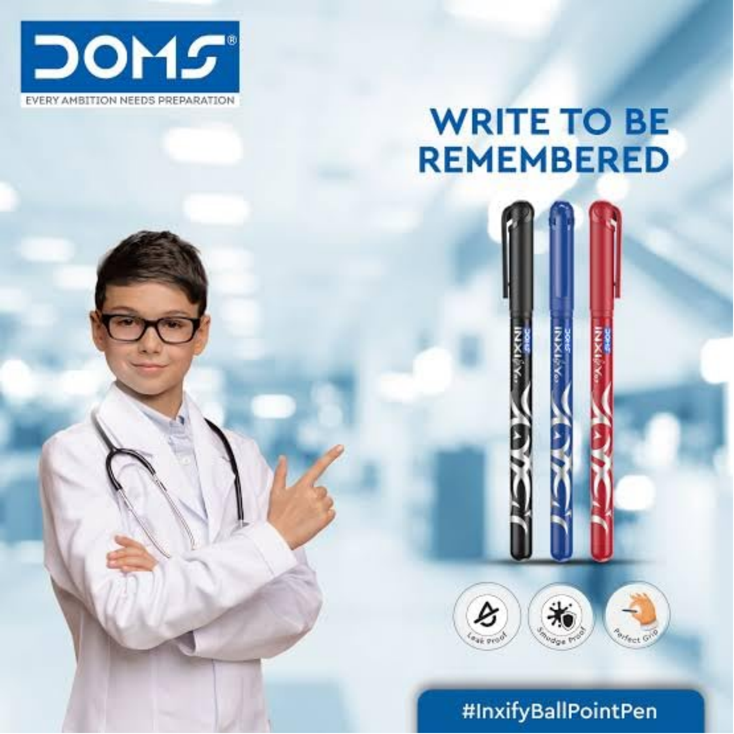 Picture of Doms INXIfY Softy Ballpen For Smooth Writing| School College Students Office Daily Use (Black)