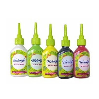 Picture of Fevicryl 3D Outliners Regular Kit 20ml x 5 | Fabric and Multi-Surface 3D Outliners Assorted Pack, Multi Colour