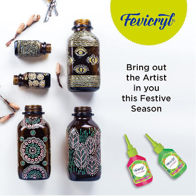 Picture of Fevicryl 3D Outliners Regular Kit 20ml x 5 | Fabric and Multi-Surface 3D Outliners Assorted Pack, Multi Colour