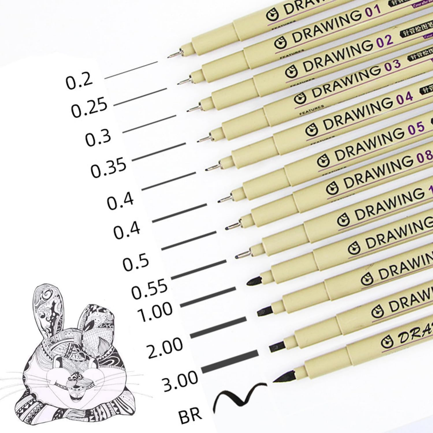 Picture of Micron Pens, Fineliner Pens, Drawing Pens: 12 Black Pens Waterproof Ink Set Art Supplies Archival Inking Markers Pigment Liner Point Journaling Sketch Outline Manga Anime Sketching Watercolor Technical (12 Pcs)