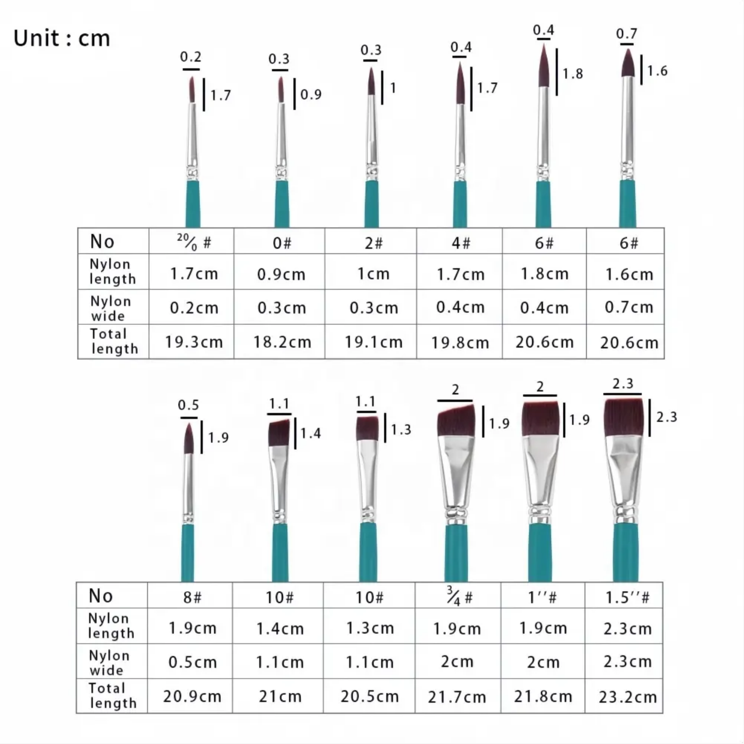 Picture of Keep Smiling 12pcs Paint Brush Set Nylon Hair Artist Paint Brushes Wooden Handle Paintbrush