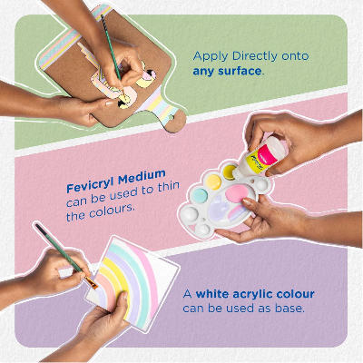 Picture of Fevicryl Acrylic Colours Pastel Kit | 10 Colours x 15 ml | DIY Paint, Rich Pigment | Multicolour & Multi-surface | Non-Cracking Paint for Canvas, Wood, Leather, Earthenware, Metal