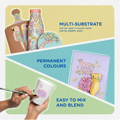 Picture of Fevicryl Acrylic Colours Pastel Kit | 10 Colours x 15 ml | DIY Paint, Rich Pigment | Multicolour & Multi-surface | Non-Cracking Paint for Canvas, Wood, Leather, Earthenware, Metal