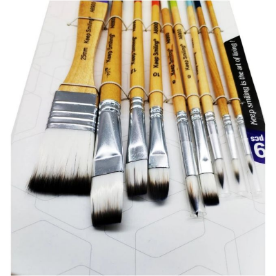 Picture of Keep Smiling High Quality Artist Brush 10pcs White Nylon Brush Set - No:A6900