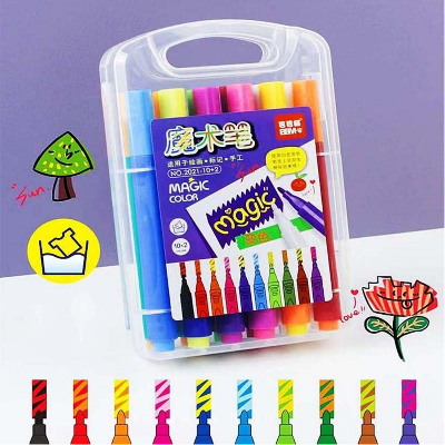 Picture of Click to open expanded view kreni Color Maker Pens - Color Changing Magic Pen Art - Create 3D Lettering or Write Secret Messages - Set of 12 Colours, Multicolor