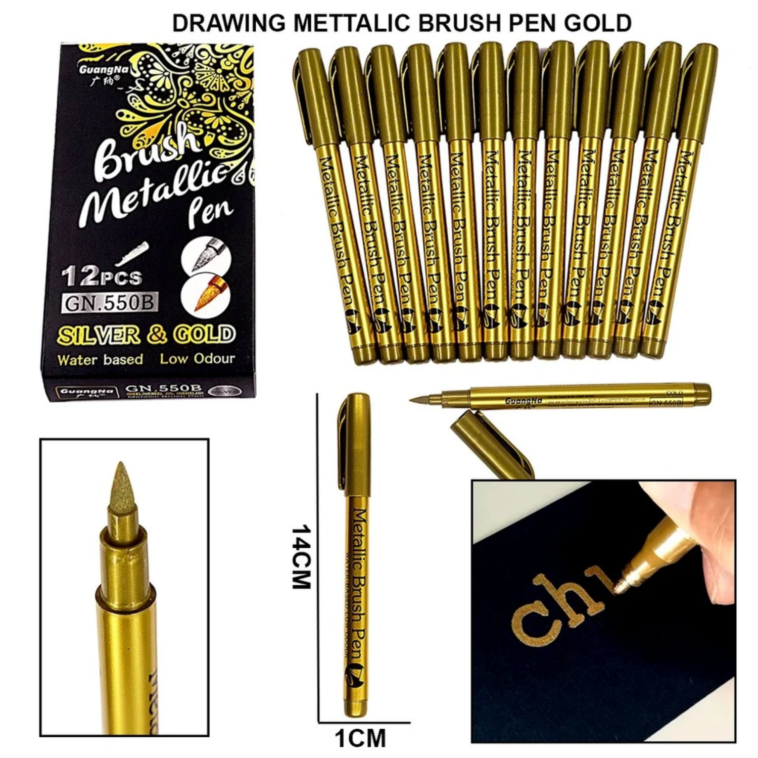 Picture of METTTALIC BRUSH PEN GOLD / SILVER  WATER BASED LOW ODOUR