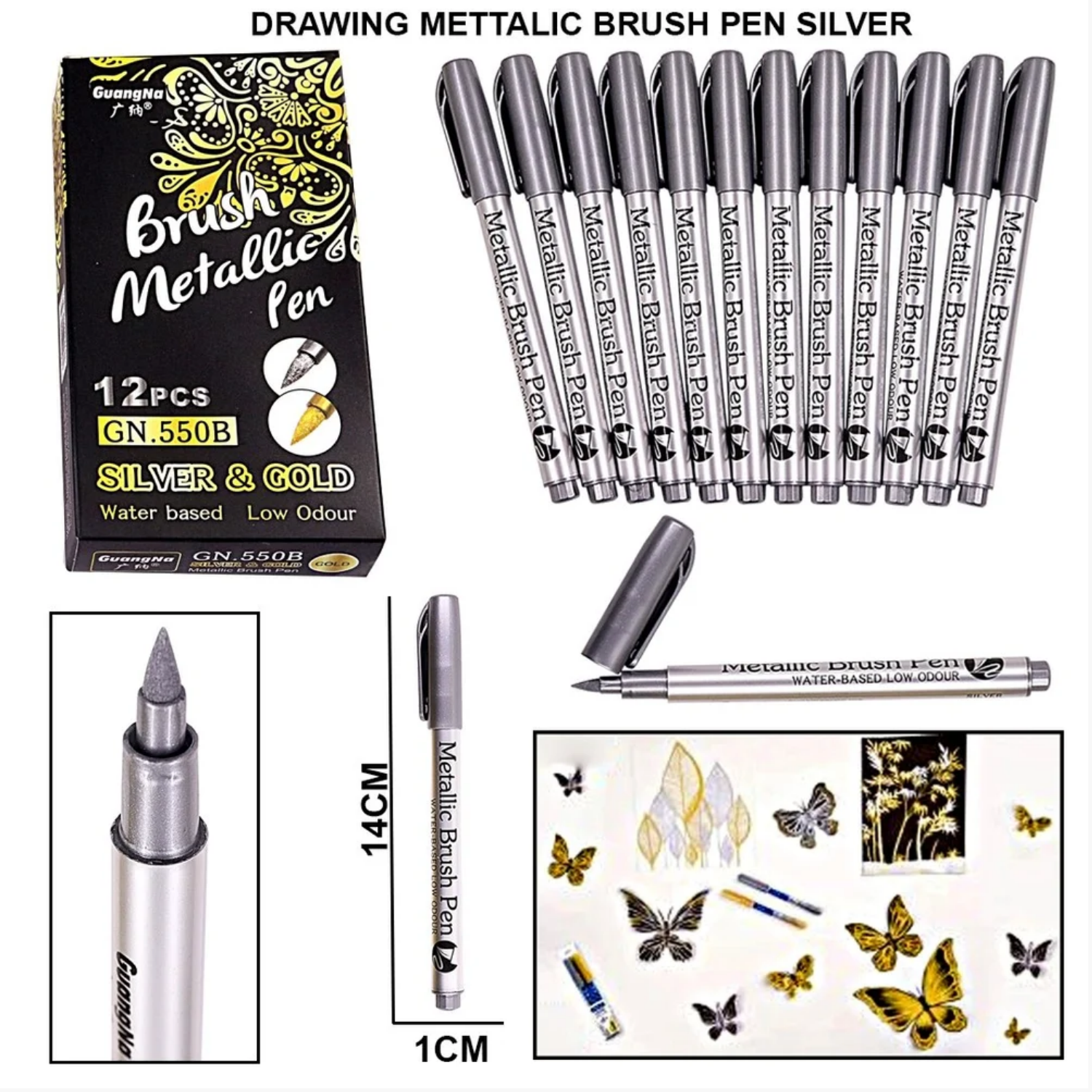 Picture of METTTALIC BRUSH PEN GOLD / SILVER  WATER BASED LOW ODOUR