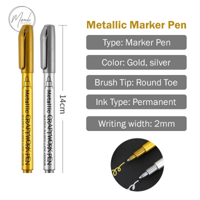 Picture of METTTALIC BRUSH PEN GOLD / SILVER  WATER BASED LOW ODOUR