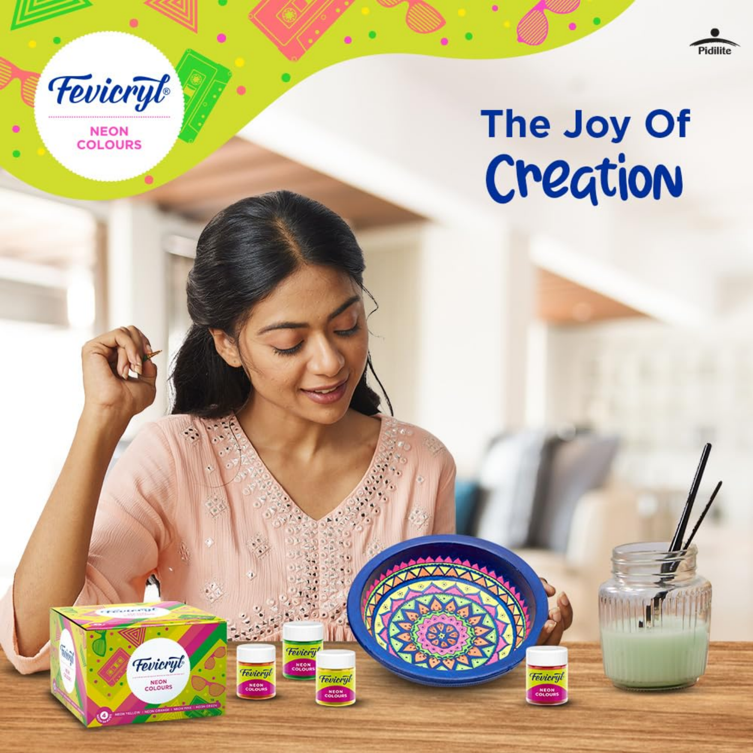 Picture of Fevicryl Neon Acrylic Colour Kit, 4 Shades, 15ml each