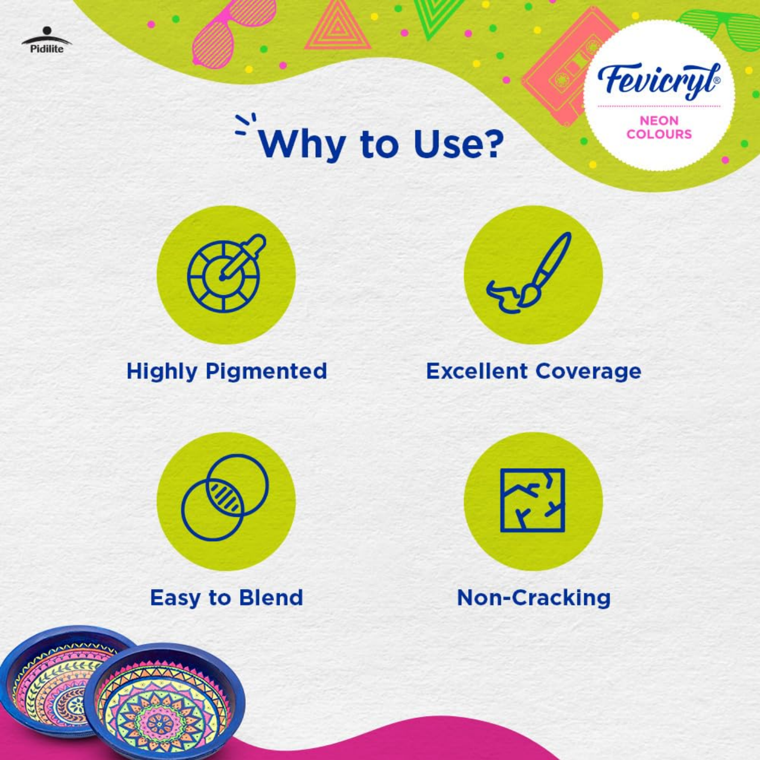 Picture of Fevicryl Neon Acrylic Colour Kit, 4 Shades, 15ml each