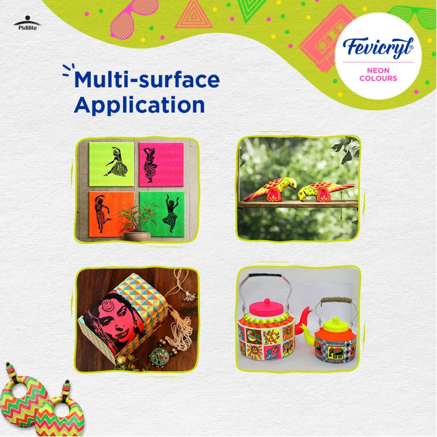 Picture of Fevicryl Neon Acrylic Colour Kit, 4 Shades, 15ml each