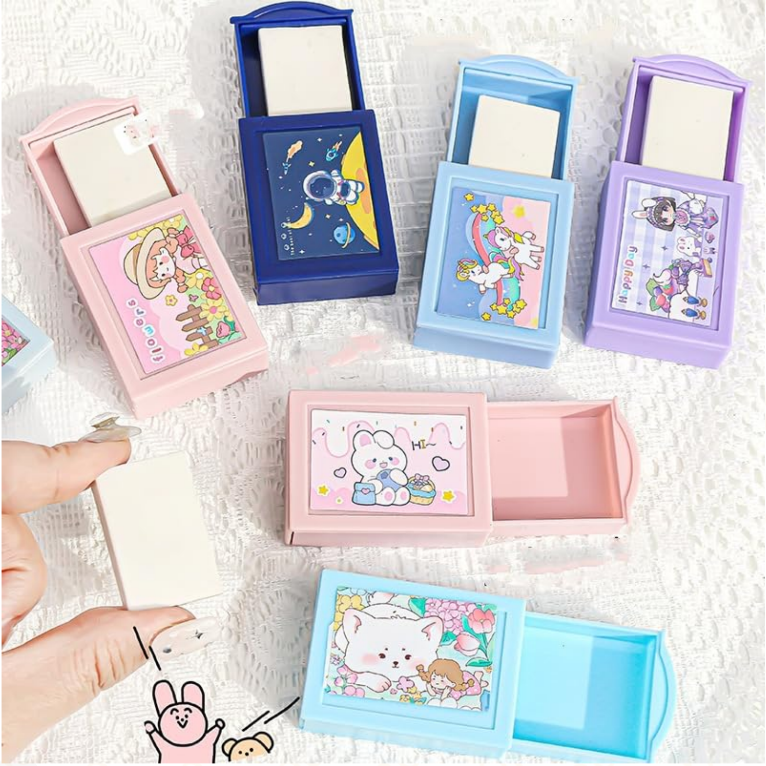 Picture of Fun Magic Box Pencil Eraser Cute Drawer Modle Rubber Eraser for Kids, Girls School Student Prize Party Present, Magic Box Shaped Erasers