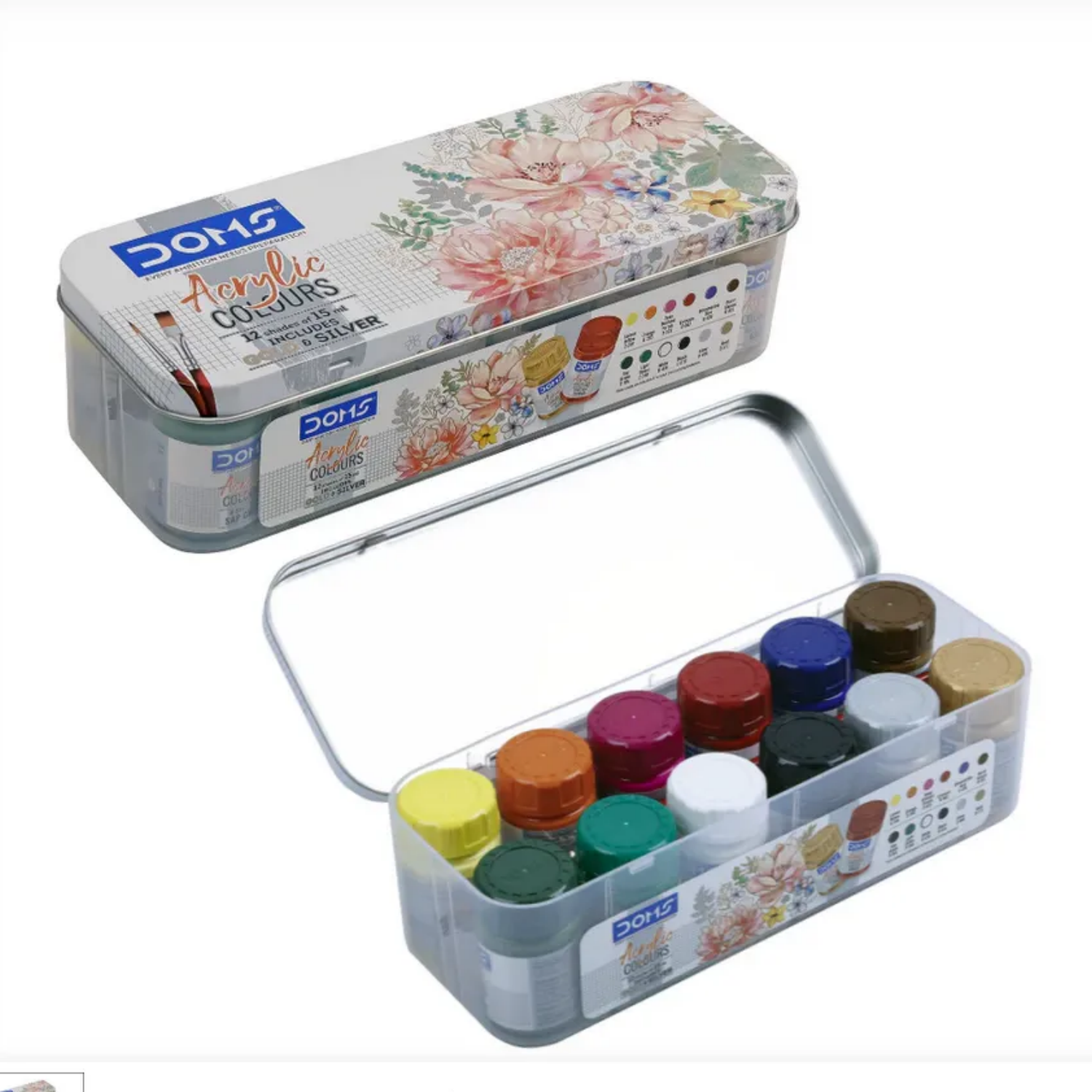 Picture of DOMS Acrylic Paints Set with Iron Box 12 Shades x 15ml